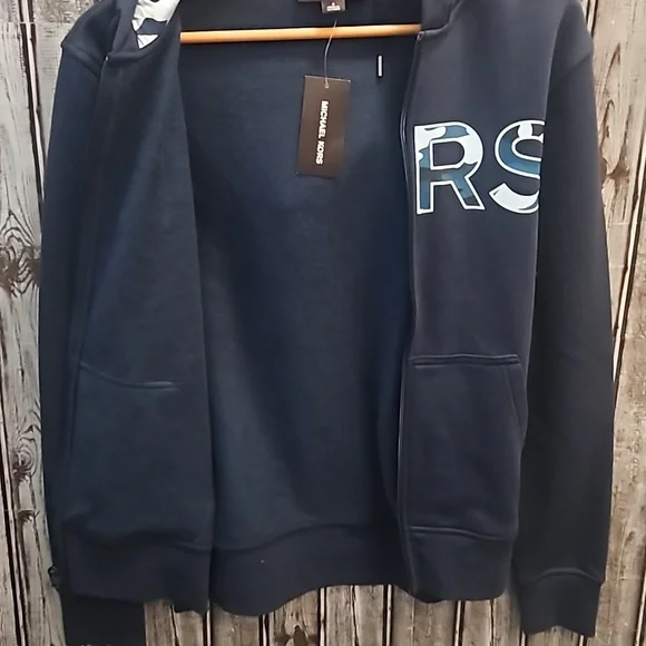 NWT Michael Kors Spellout Hoodie in Midnight blue with camouflage accents - Picture 7 of 7